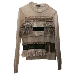 Tricot Women's Top Sweater Beige Green Layered Size 6